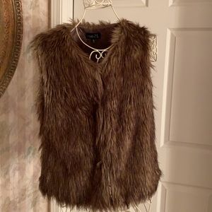 Faux brown fur vest, pet & smoke free home